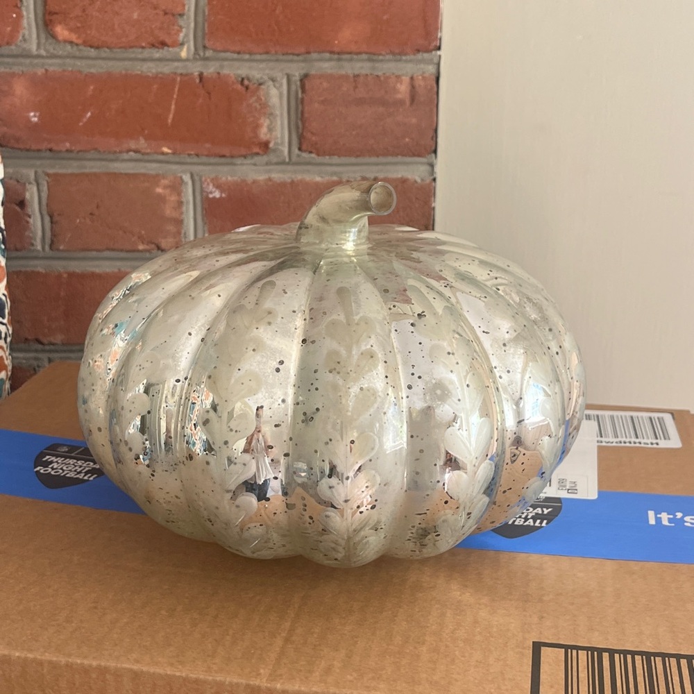 Pottery Barn Antiqued Mercury Glass Pumpkin - RARE No longer made